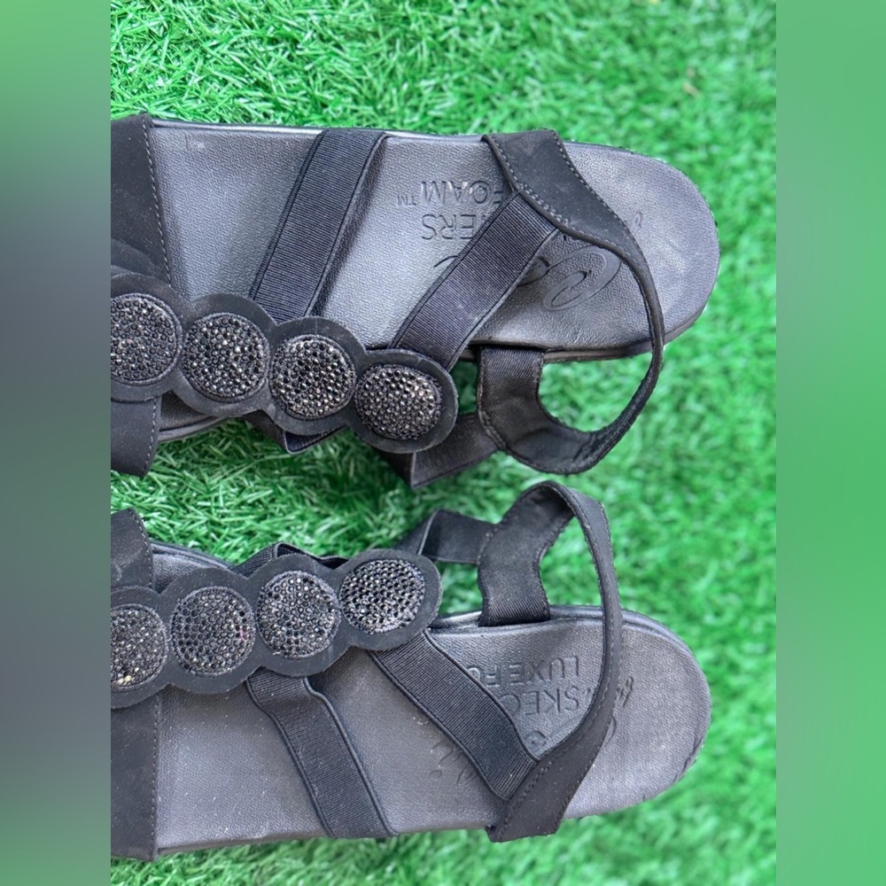 Skechers Women's‎ Black Wedge Sandals Size 9 - Picture 5 of 7